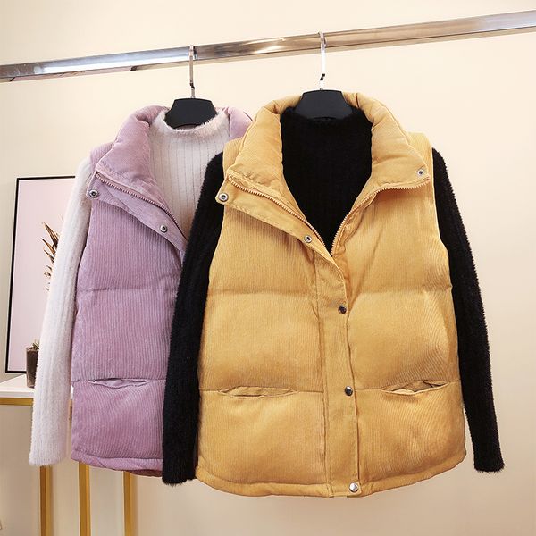 short down cotton vest women's autumn and winter corduroy waistcoat solid color female thickened jacket girls students waistcoat, Black;white
short down cotton vest women's autumn and winter corduroy waistcoat solid color female thickened jacket girls students waistcoat, Black;white