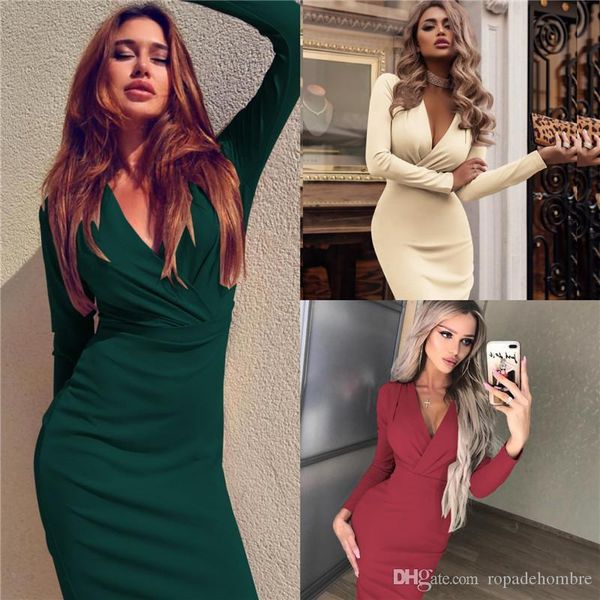 designer women prom dresses deep v neck long sleeve bodycon dresses womens party club clothing, White;black
designer women prom dresses deep v neck long sleeve bodycon dresses womens party club clothing, White;black