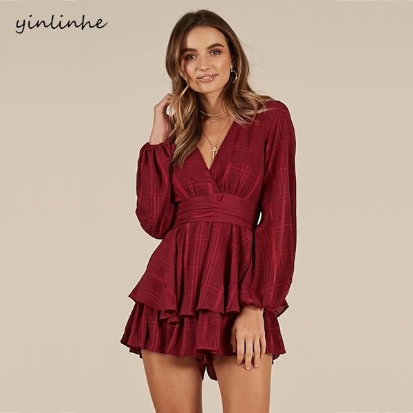 yinlinhe red playsuit summer overalls women plaid short jumpsuit women long sleeve slim waist white ruffles rompers 378, Black;white
yinlinhe red playsuit summer overalls women plaid short jumpsuit women long sleeve slim waist white ruffles rompers 378, Black;white