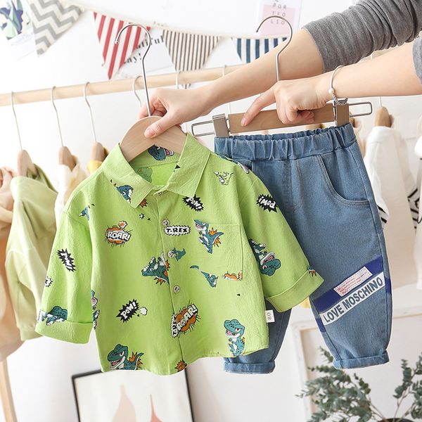 spring suit for boys new 2020 baby suit for boys new fashion dinosaur full print shirt + two-piece denim jeans, White
spring suit for boys new 2020 baby suit for boys new fashion dinosaur full print shirt + two-piece denim jeans, White