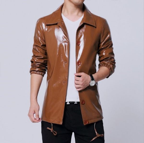 mens spring autumn bright pu leather long jackets and coats plus size men notched shiny faux leather jacket casual clothing, Black
mens spring autumn bright pu leather long jackets and coats plus size men notched shiny faux leather jacket casual clothing, Black