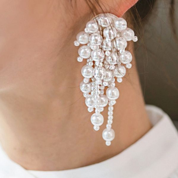 2019 wedding jewelry simulated pearl long earrings for women korean fashion chic big small white beads drop earrings bijoux gift, Silver
2019 wedding jewelry simulated pearl long earrings for women korean fashion chic big small white beads drop earrings bijoux gift, Silver