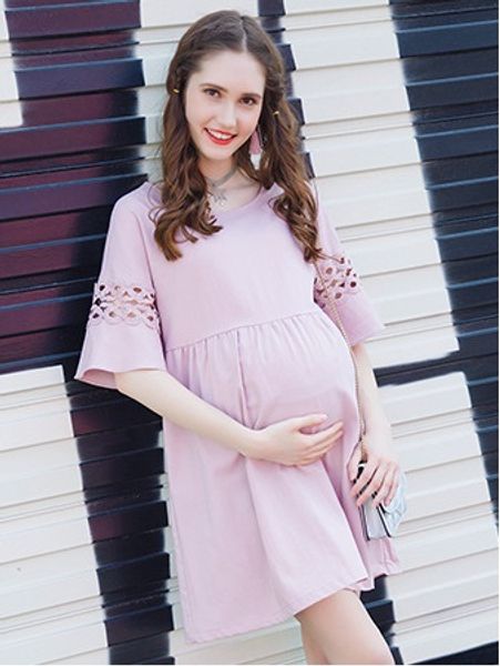 fashion maternity dress spring and summer new solid color lace five-point sleeve dress autumn loose long section wearing a breas, White
fashion maternity dress spring and summer new solid color lace five-point sleeve dress autumn loose long section wearing a breas, White