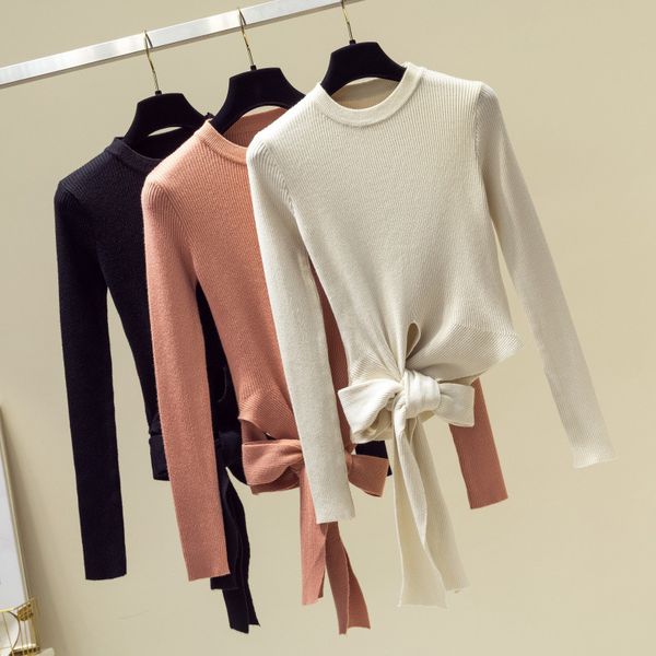 limiguyue women sweater fall winter fashion sweater slim lace up high elastic knitted pullovers pink black white y306, White;black
limiguyue women sweater fall winter fashion sweater slim lace up high elastic knitted pullovers pink black white y306, White;black