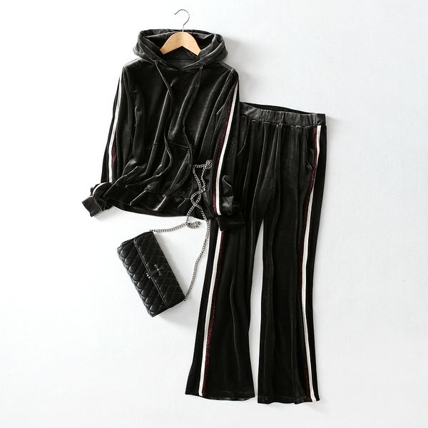 fashion velvet tracksuit new 2018 autumn long sleeve shiny striped pullover hoodies + pants suit casual sportswear two piece set, Gray
fashion velvet tracksuit new 2018 autumn long sleeve shiny striped pullover hoodies + pants suit casual sportswear two piece set, Gray