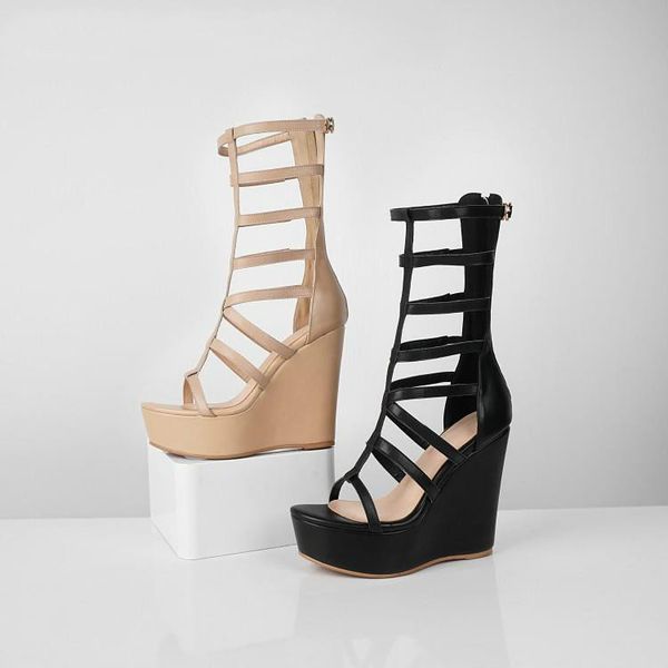 black beige leather narrow band women sandals peep toe high wedges heels gladiators cover heel back zipper zapatos platform shoe
black beige leather narrow band women sandals peep toe high wedges heels gladiators cover heel back zipper zapatos platform shoe