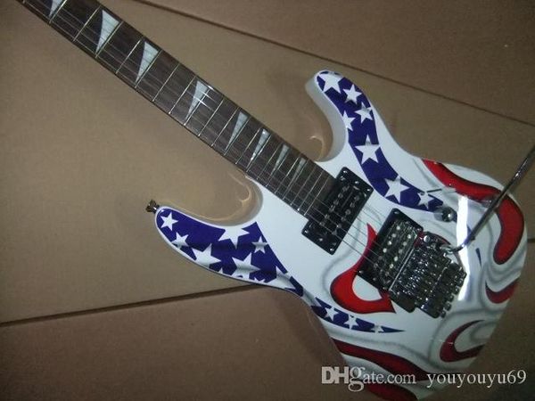 white 6-string vibrato electric guitar with personalized customization service