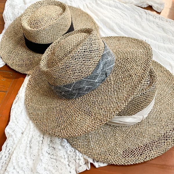 flat handmade salt water children's summer concave sunscreen beach outdoor natural straw hat seaweed hand-woven straw hat, Blue;gray
flat handmade salt water children's summer concave sunscreen beach outdoor natural straw hat seaweed hand-woven straw hat, Blue;gray