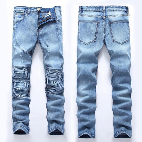 2020 long pencil pants ripped jeans men's new fashion personality ripped slim fit zipper stretch denim trousers, Blue
2020 long pencil pants ripped jeans men's new fashion personality ripped slim fit zipper stretch denim trousers, Blue