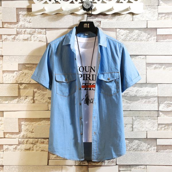 men's casual shirts denim shirt men short sleeve loose fit jean jacket thin summer chemise homme, White;black
men's casual shirts denim shirt men short sleeve loose fit jean jacket thin summer chemise homme, White;black