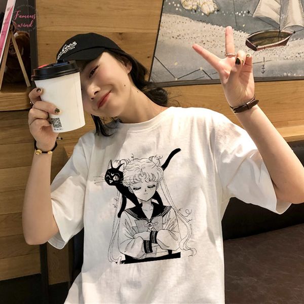 лето женщина ulzzang harajuku смешных sailor moon month kawaii печать тенниска способ сыпучей водолазка o шея вскользь женщины тенниска, White
лето женщина ulzzang harajuku смешных sailor moon month kawaii печать тенниска способ сыпучей водолазка o шея вскользь женщины тенниска, White