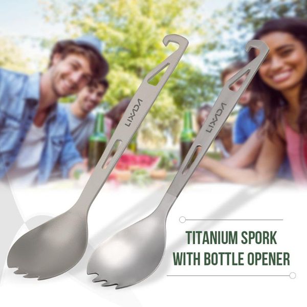 lixada half polished titanium spork with bottle opener lightweight outdoor dinner spoon fork for travel camping backpacking
lixada half polished titanium spork with bottle opener lightweight outdoor dinner spoon fork for travel camping backpacking