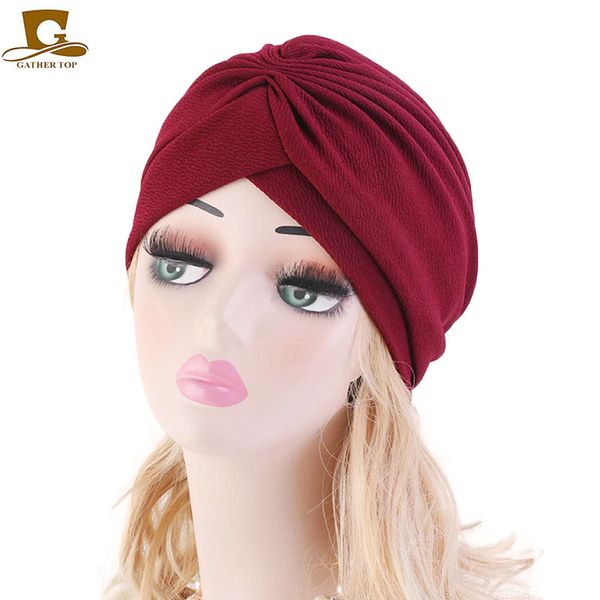 

muslim new women soft elastic turban hat scarf chemotherapy chemo skull beanies headwear for cancer hair loss accessories, Blue;gray