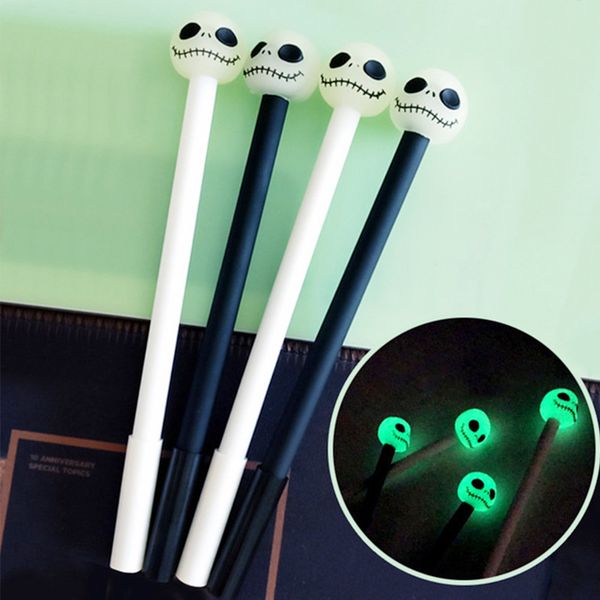 2 pcs/lot creative boys luminous skull gel pens novelty black & white neutral pens for writing school supply korean stationery
2 pcs/lot creative boys luminous skull gel pens novelty black & white neutral pens for writing school supply korean stationery