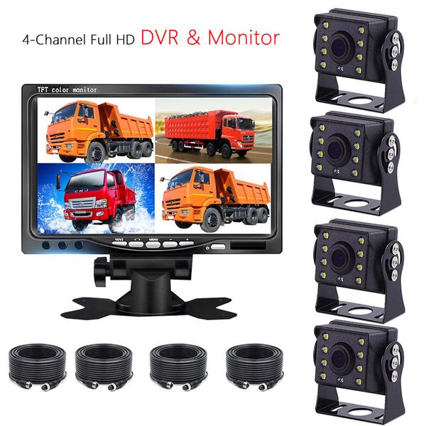7'' 4 channel video registrator recorder dash cam 4 camera lens for car dvr truck monitor 24h parking system support sd 12v 24v
7'' 4 channel video registrator recorder dash cam 4 camera lens for car dvr truck monitor 24h parking system support sd 12v 24v
