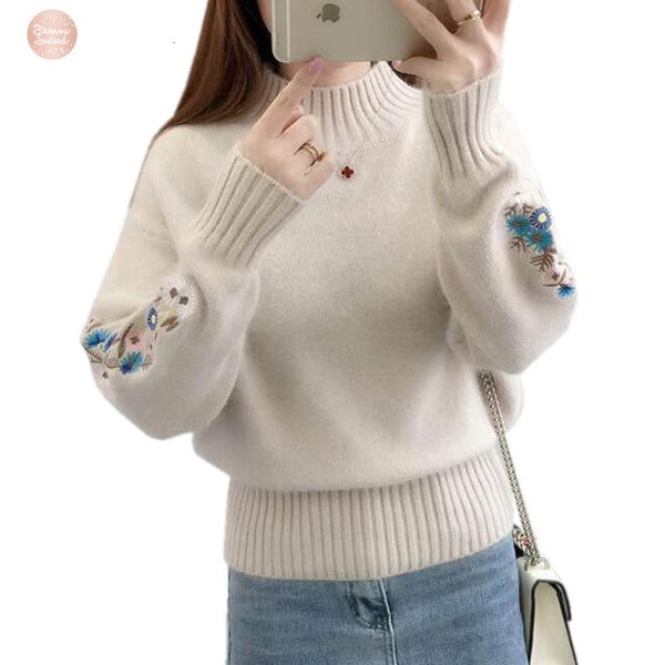 sweater women winter thick warm beautiful embroidery turtleneck sweater long sleeve knit pullover female pull femme, White;black
sweater women winter thick warm beautiful embroidery turtleneck sweater long sleeve knit pullover female pull femme, White;black