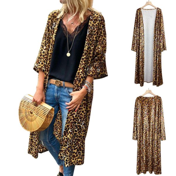 women leopard long cardigan long sleeve ployester jacket shawl for female women autumn new women autumn outwear coats, Black;brown
women leopard long cardigan long sleeve ployester jacket shawl for female women autumn new women autumn outwear coats, Black;brown