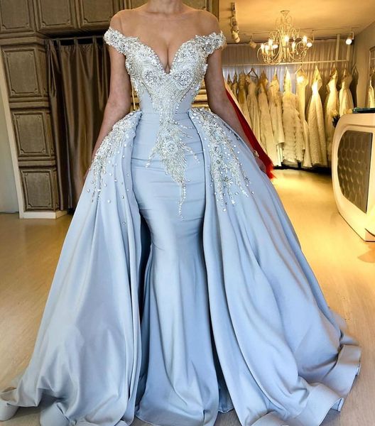 gorgeous mermaid beaded evening dresses with detachable train sheer off the shoulder short sleeves prom gowns sequined satin formal dress, Black;red
gorgeous mermaid beaded evening dresses with detachable train sheer off the shoulder short sleeves prom gowns sequined satin formal dress, Black;red