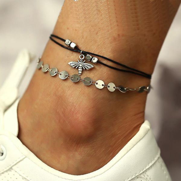anklet set black string rope through cube moth insect pendant coin chain silver plated women girls foot gift, Red;blue
anklet set black string rope through cube moth insect pendant coin chain silver plated women girls foot gift, Red;blue