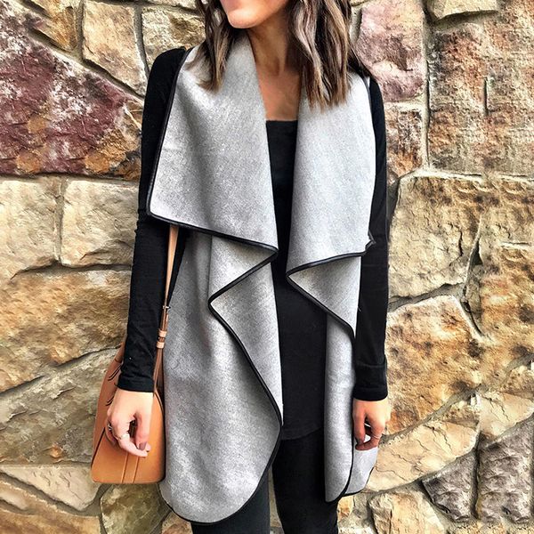 2019 new arrival women open front cardigan waistcoat elegant sleeveless draped collar autumn spring casual coat streetwear, Black;white
2019 new arrival women open front cardigan waistcoat elegant sleeveless draped collar autumn spring casual coat streetwear, Black;white