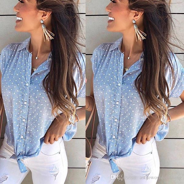 polka dot designer womens shirts lapel neck short sleeve casual ladies shirts loose female clothing, White
polka dot designer womens shirts lapel neck short sleeve casual ladies shirts loose female clothing, White