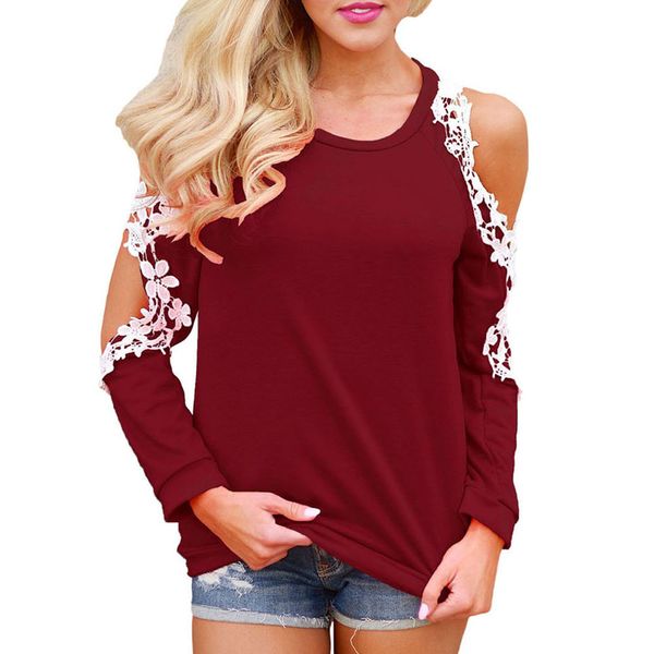 jaycosin women off shoulder lace blouse casual long sleeve ladies stylish loose o-neck workwear shirt, White
jaycosin women off shoulder lace blouse casual long sleeve ladies stylish loose o-neck workwear shirt, White