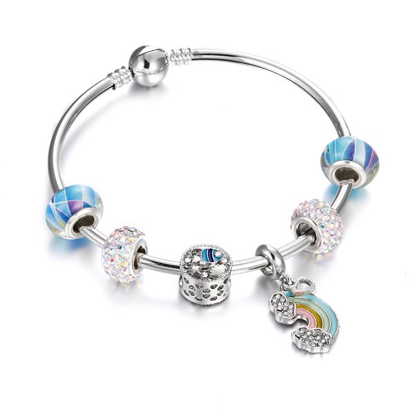 star tree rainbow elephant pendant bracelets & bangles silver color charm beads bracelet fashion cute women jewelry accessories, Black 
star tree rainbow elephant pendant bracelets & bangles silver color charm beads bracelet fashion cute women jewelry accessories, Black