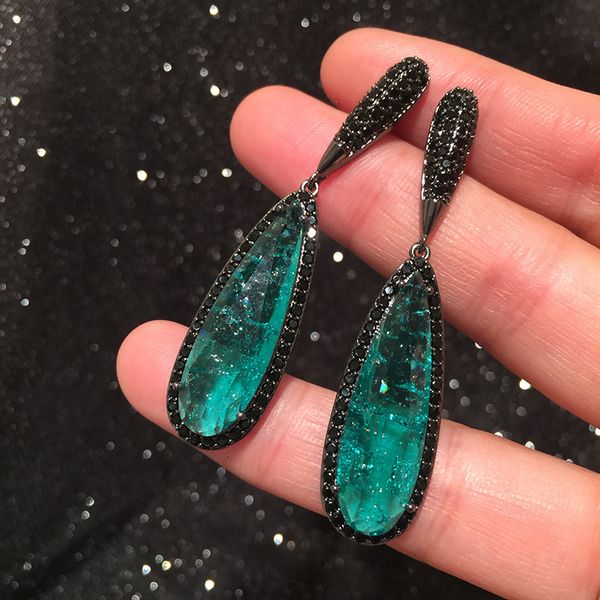 luxury vintage dark green cubic zirconia drop earring for women wedding dinner party, Silver
luxury vintage dark green cubic zirconia drop earring for women wedding dinner party, Silver