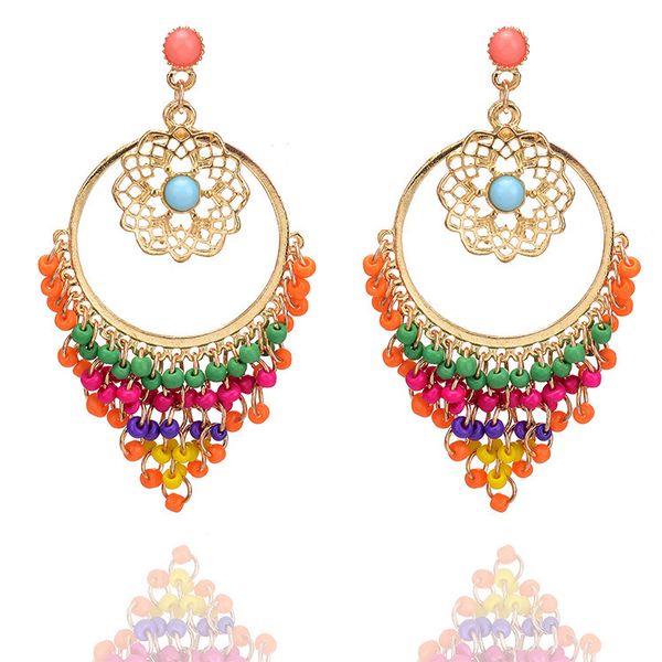 new ethnic turkish indian style gold color jhumka resin beaded statement long earrings for women boho party jewelry accessories, Silver
new ethnic turkish indian style gold color jhumka resin beaded statement long earrings for women boho party jewelry accessories, Silver