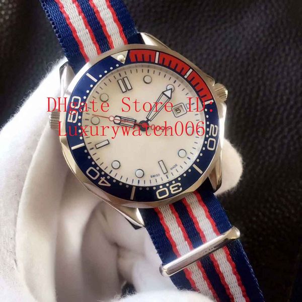 commander james bond 007 white dial limited edition watch mens sprots nylon strap 2813 automatic watch men's watches 41mm quality, Slivery;brown