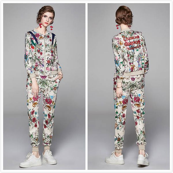 luxury ladies runway floral two piece sets long sleeve printed jackets coat long pants 2 pcs slim elegant womens designer two piece pants, White
luxury ladies runway floral two piece sets long sleeve printed jackets coat long pants 2 pcs slim elegant womens designer two piece pants, White