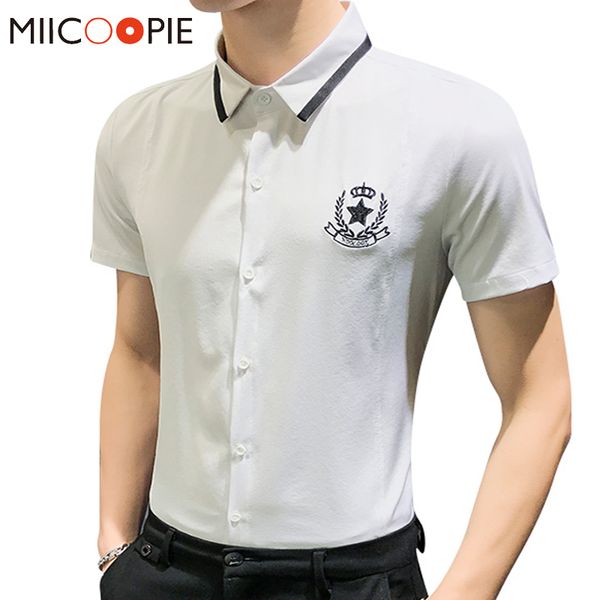 summer short sleeve blouse men shirt slim fit turn-down collar mens shirts business embroidery button down chemise homme s-5xl, White;black
summer short sleeve blouse men shirt slim fit turn-down collar mens shirts business embroidery button down chemise homme s-5xl, White;black