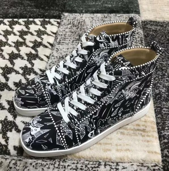2019 new men black graffiti fashion high red bottom casual shoes women lace up sneakers ,designer spring/autumn flat shoes size:3
2019 new men black graffiti fashion high red bottom casual shoes women lace up sneakers ,designer spring/autumn flat shoes size:3