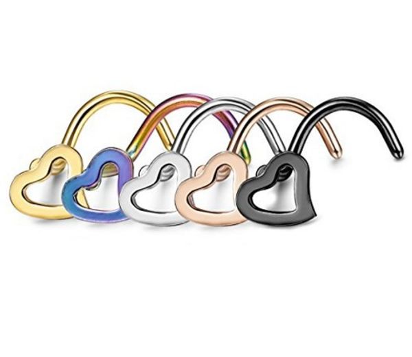 s-shaped nose ring girl ladies heart-shaped earrings shape women's jewelry multi-color single code, Silver
s-shaped nose ring girl ladies heart-shaped earrings shape women's jewelry multi-color single code, Silver