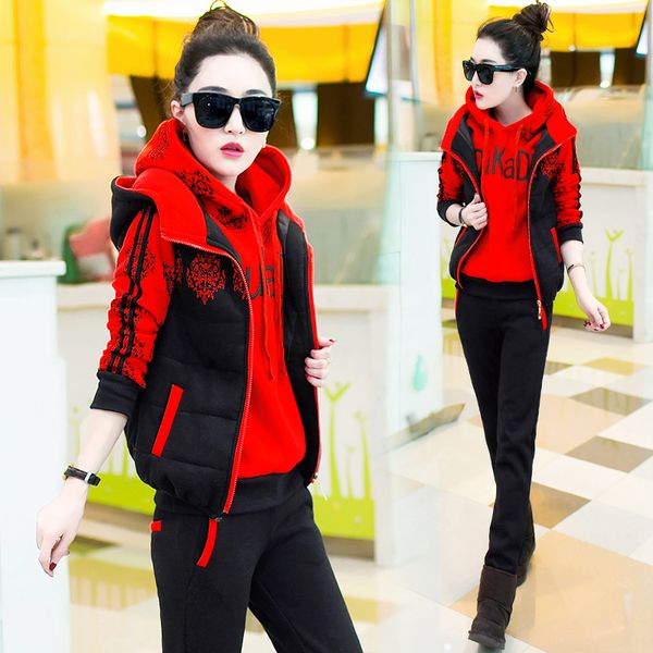 women sports suit fleece tracksuit winter thick warm fleece suit sweatshirt vest+hoodies+pants running jogger leisure set, Black;blue
women sports suit fleece tracksuit winter thick warm fleece suit sweatshirt vest+hoodies+pants running jogger leisure set, Black;blue
