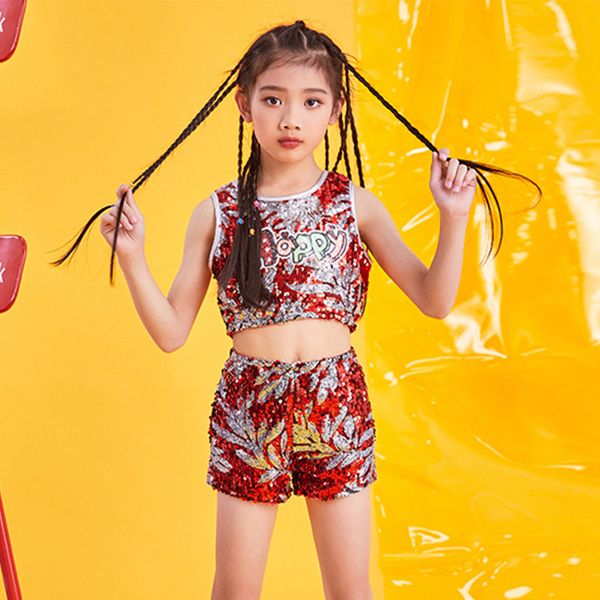 2019 hip hop stage costume kids red sequined vest shorts girls cheerleading dance costumes jazz dancewear children clothes, Black;red
2019 hip hop stage costume kids red sequined vest shorts girls cheerleading dance costumes jazz dancewear children clothes, Black;red