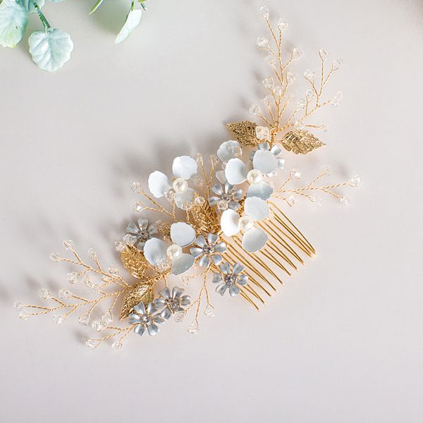 korean bride headdress sen fairy beautiful manual white crystal gold combs wedding accessories, Golden;white
korean bride headdress sen fairy beautiful manual white crystal gold combs wedding accessories, Golden;white