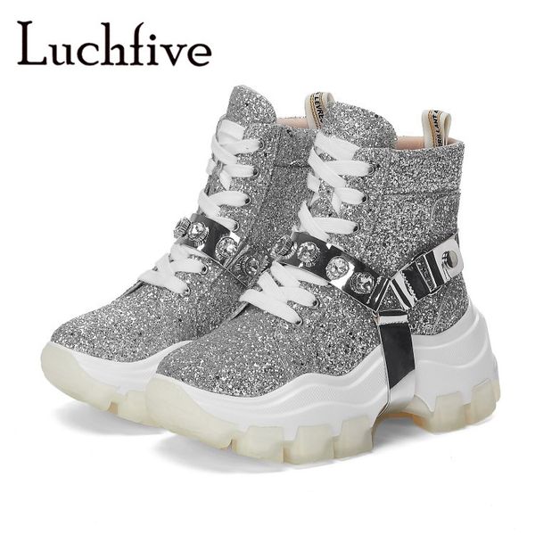 silver glittery motorcycle boots height increasing platform high heels botas mujer winter women's belted ankle boots female, Black
silver glittery motorcycle boots height increasing platform high heels botas mujer winter women's belted ankle boots female, Black