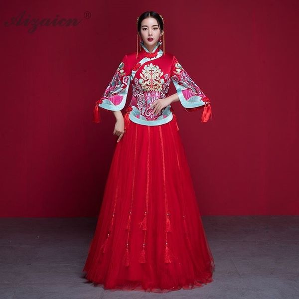 2019 новый кисточкой вышивка cheongsam красный цена ци пао женщины традиционный китайский свадебное платье феникс невесты старинные платья q, Red
2019 новый кисточкой вышивка cheongsam красный цена ци пао женщины традиционный китайский свадебное платье феникс невесты старинные платья q, Red