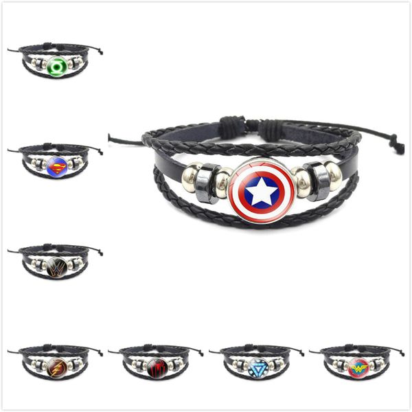 new arrival superhero captain america superman vintage man hand knitted beaded leather women kids bracelet jewelry, Red;brown
new arrival superhero captain america superman vintage man hand knitted beaded leather women kids bracelet jewelry, Red;brown