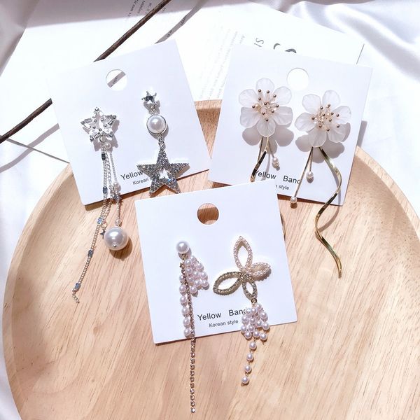 korea 2019 new trendy acrylic white flower simulated pearl tassel long earrings for women hollow star asymmetric drop brincos, Silver
korea 2019 new trendy acrylic white flower simulated pearl tassel long earrings for women hollow star asymmetric drop brincos, Silver
