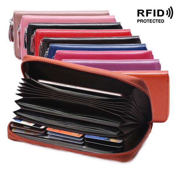 rfid protect genuine leather long clutch wallets women cowhide zipper purses card slot pockets banknote pouches fashion wallet handbags, Red;black
rfid protect genuine leather long clutch wallets women cowhide zipper purses card slot pockets banknote pouches fashion wallet handbags, Red;black