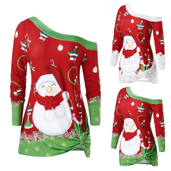 women shirts and blouses 2019 christmas snowman print off shoulder twist knot tunic printed blouse blusas femininas, White
women shirts and blouses 2019 christmas snowman print off shoulder twist knot tunic printed blouse blusas femininas, White