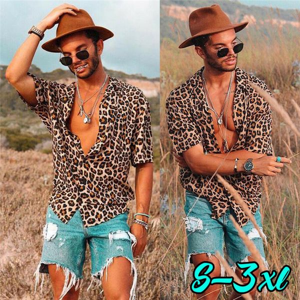 2019 new fashion men's summer short-sleeved shirts casual men loose leopard button shirts v-neck cotton men s-3xl, White;black
2019 new fashion men's summer short-sleeved shirts casual men loose leopard button shirts v-neck cotton men s-3xl, White;black