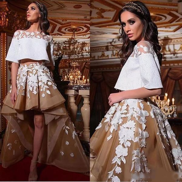 gold two pieces appliques organza a line prom dresses half sleeves formal evening gowns high low arabic ruffles party homecoming gowns, Black;red
gold two pieces appliques organza a line prom dresses half sleeves formal evening gowns high low arabic ruffles party homecoming gowns, Black;red