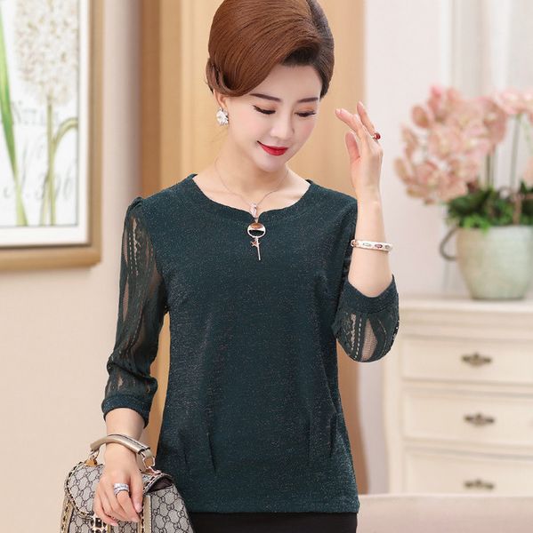 lace t shirts women three quarter sleeve spring summer new o-neck bottom elastic plus size middle age mother small shirt, White
lace t shirts women three quarter sleeve spring summer new o-neck bottom elastic plus size middle age mother small shirt, White