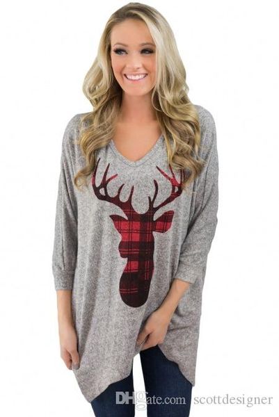 для женщин осень дизайнер deer печати tshirts рождество v шеи длинным рукавом женской одежды сплошной фестиваль цвета повседневная одежда, White
для женщин осень дизайнер deer печати tshirts рождество v шеи длинным рукавом женской одежды сплошной фестиваль цвета повседневная одежда, White