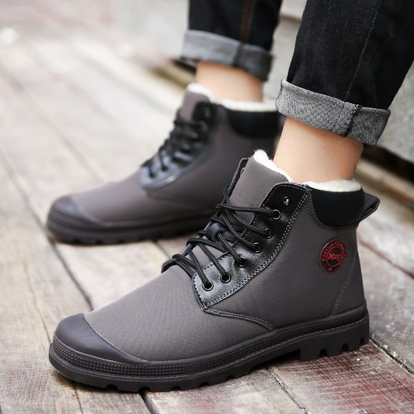 winter boots ankle boots men's snow warm and comfortable botines hombre ae481, Black