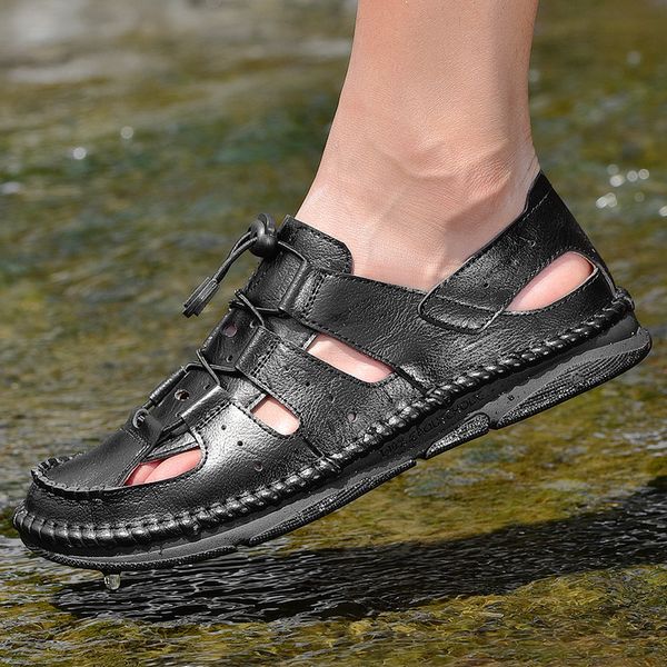 soft genuine leather men's sandals handmade sewing classic roman comfortable casual shoes summer outdoor beach man sandals, Black
soft genuine leather men's sandals handmade sewing classic roman comfortable casual shoes summer outdoor beach man sandals, Black