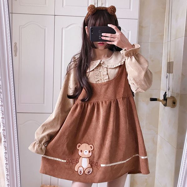 japanese kawaii girl cute bear patch sweet lolita dress peter pan collar fake two pieces victorian dress gothic lolita op loli, Black;red
japanese kawaii girl cute bear patch sweet lolita dress peter pan collar fake two pieces victorian dress gothic lolita op loli, Black;red